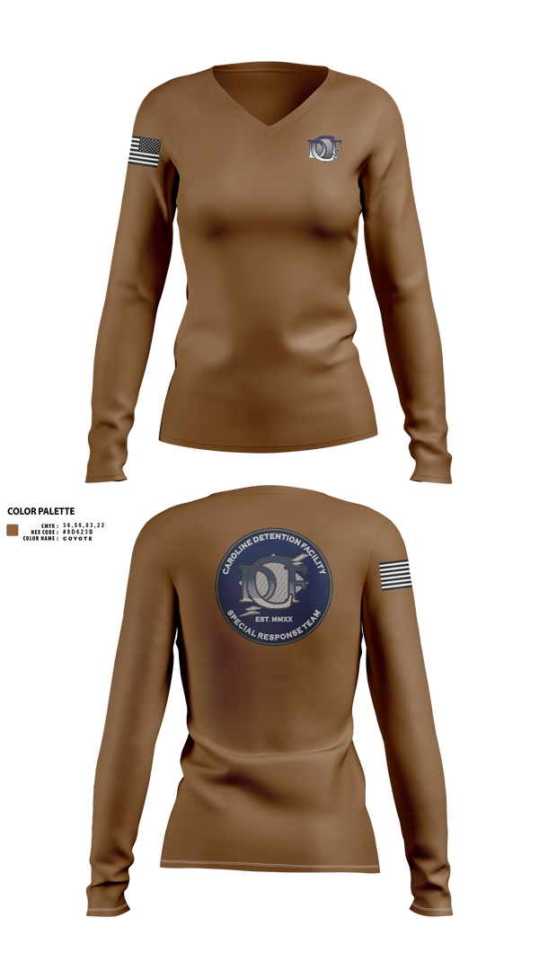 Womens Long Sleeve Vneck Shirt, Caroline Detention Facility, , Teamtime, Team time, sublimation, custom sports apparel, team uniforms, spirit wear, spiritwear, sports uniforms, custom shirts, team store, custom team store, fundraiser sports, apparel fundraiser