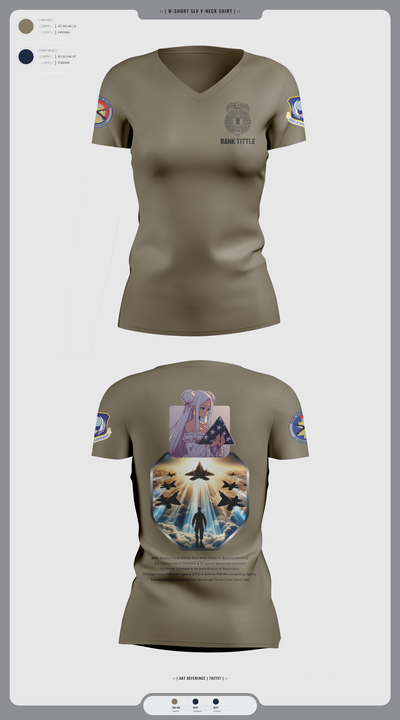 U.S. Air Force Office of Special Investigations Region 3 Base Honor Guard Women's Short Sleeve V-neck Shirt - 1