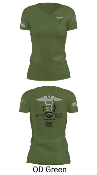Womens Short Sleeve Vneck Shirt, Heisenberg’s, Army, Teamtime, Team time, sublimation, custom sports apparel, team uniforms, spirit wear, spiritwear, sports uniforms, custom shirts, team store, custom team store, fundraiser sports, apparel fundraiser