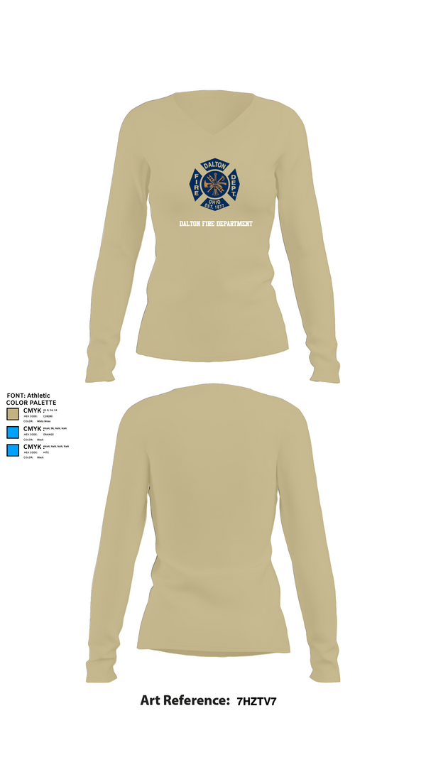 Womens Long Sleeve Vneck Shirt, Dalton Fire Department, , Teamtime, Team time, sublimation, custom sports apparel, team uniforms, spirit wear, spiritwear, sports uniforms, custom shirts, team store, custom team store, fundraiser sports, apparel fundraiser