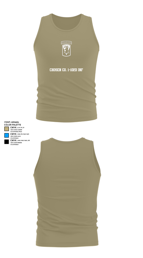 Tank Top, Chosen Co. 1-102D INF, Army, Teamtime, Team time, sublimation, custom sports apparel, team uniforms, spirit wear, spiritwear, sports uniforms, custom shirts, team store, custom team store, fundraiser sports, apparel fundraiser