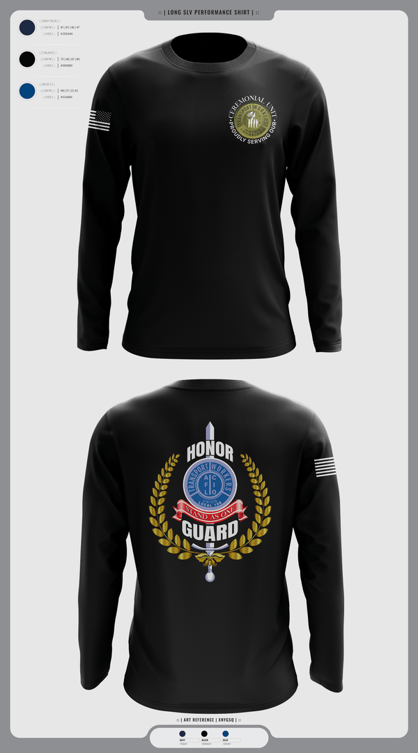 Long Sleeve Performance Shirt, Twu Local 100 Ceremonial Unit & Honor Guard, , Teamtime, Team time, sublimation, custom sports apparel, team uniforms, spirit wear, spiritwear, sports uniforms, custom shirts, team store, custom team store, fundraiser sports, apparel fundraiser