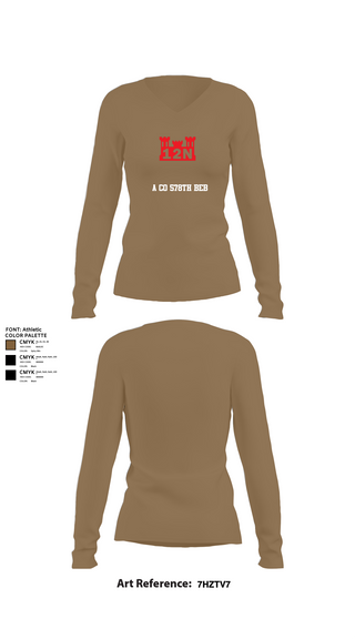 Womens Long Sleeve Vneck Shirt, A co 578th BEB, , Teamtime, Team time, sublimation, custom sports apparel, team uniforms, spirit wear, spiritwear, sports uniforms, custom shirts, team store, custom team store, fundraiser sports, apparel fundraiser