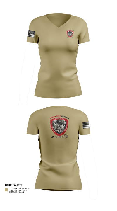 Northwest Georgia Young Marines 76347132 Women's Short Sleeve V-neck Shirt - 2