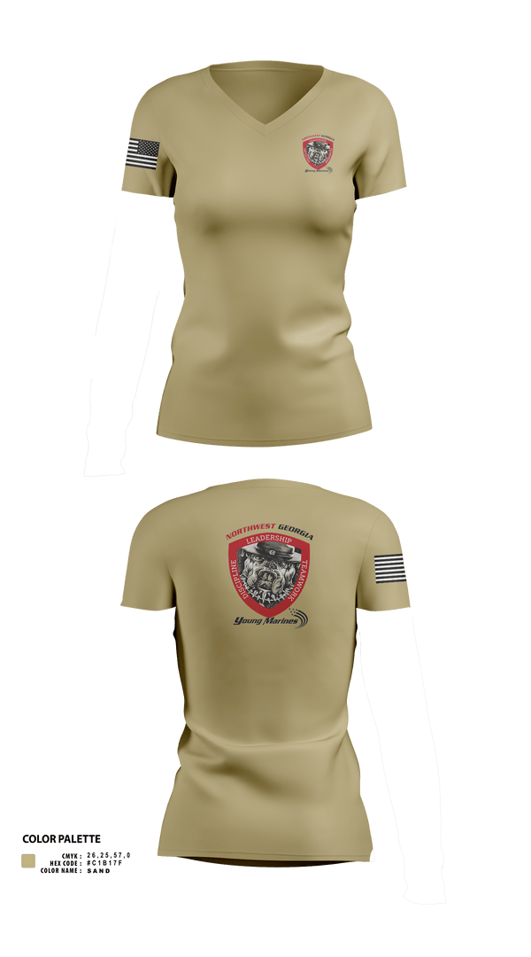 Womens Short Sleeve Vneck Shirt, Northwest Georgia Young Marines, , Teamtime, Team time, sublimation, custom sports apparel, team uniforms, spirit wear, spiritwear, sports uniforms, custom shirts, team store, custom team store, fundraiser sports, apparel fundraiser