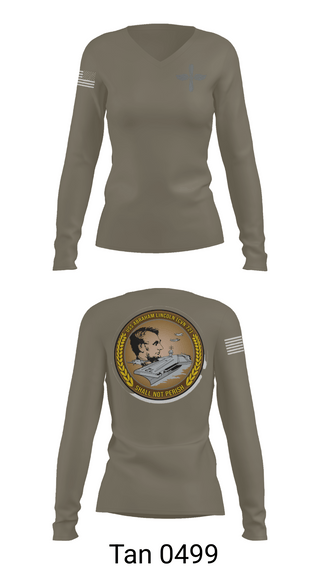 Womens Long Sleeve Vneck Shirt, CVN 72 Abraham Lincoln, , Teamtime, Team time, sublimation, custom sports apparel, team uniforms, spirit wear, spiritwear, sports uniforms, custom shirts, team store, custom team store, fundraiser sports, apparel fundraiser