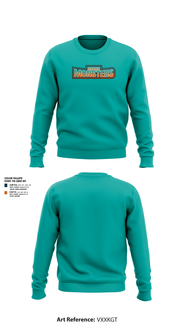 Crew Neck Sweatshirt, Midwest Monsters, Men's Basketball, Teamtime, Team time, sublimation, custom sports apparel, team uniforms, spirit wear, spiritwear, sports uniforms, custom shirts, team store, custom team store, fundraiser sports, apparel fundraiser