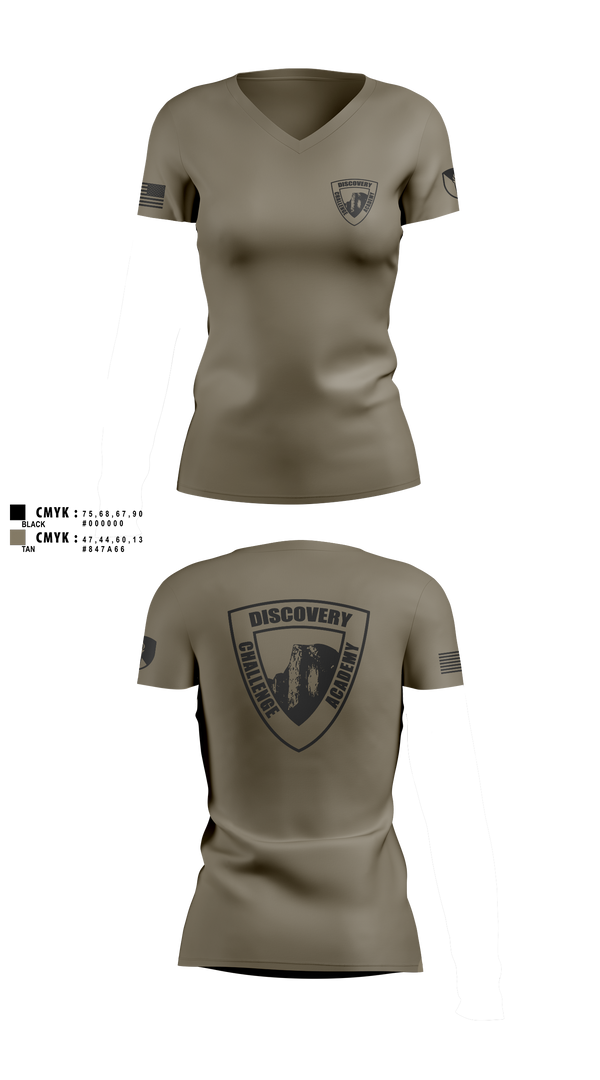 Womens Short Sleeve Vneck Shirt, Discovery ChalleNGe Academy, , Teamtime, Team time, sublimation, custom sports apparel, team uniforms, spirit wear, spiritwear, sports uniforms, custom shirts, team store, custom team store, fundraiser sports, apparel fundraiser