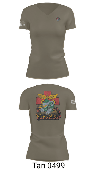 Womens Short Sleeve Vneck Shirt, Echo Company 232nd battalion, Army, Teamtime, Team time, sublimation, custom sports apparel, team uniforms, spirit wear, spiritwear, sports uniforms, custom shirts, team store, custom team store, fundraiser sports, apparel fundraiser
