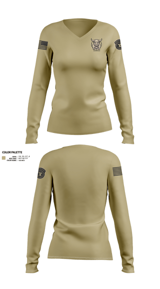 Womens Long Sleeve Vneck Shirt, Fallon Army Recruiting Station, , Teamtime, Team time, sublimation, custom sports apparel, team uniforms, spirit wear, spiritwear, sports uniforms, custom shirts, team store, custom team store, fundraiser sports, apparel fundraiser