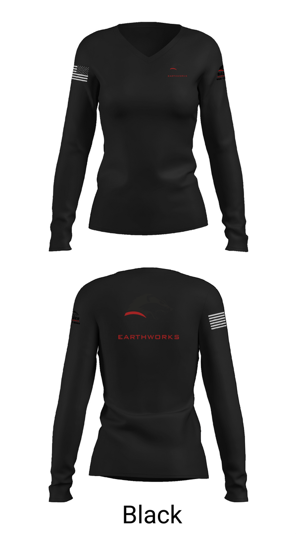Womens Long Sleeve Vneck Shirt, Badger Earthworks, , Teamtime, Team time, sublimation, custom sports apparel, team uniforms, spirit wear, spiritwear, sports uniforms, custom shirts, team store, custom team store, fundraiser sports, apparel fundraiser