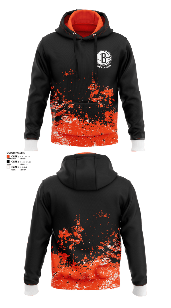 Hoodie, NW FLAMES, Men's Basketball, Teamtime, Team time, sublimation, custom sports apparel, team uniforms, spirit wear, spiritwear, sports uniforms, custom shirts, team store, custom team store, fundraiser sports, apparel fundraiser