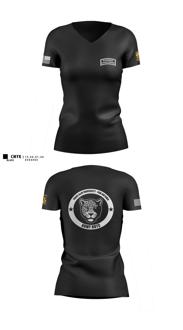 Womens Short Sleeve Vneck Shirt, TAMUSA ROTC, Army, Teamtime, Team time, sublimation, custom sports apparel, team uniforms, spirit wear, spiritwear, sports uniforms, custom shirts, team store, custom team store, fundraiser sports, apparel fundraiser