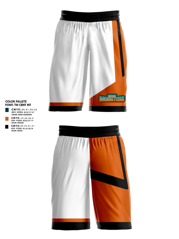 Womens Basketball Shorts, Midwest Monsters, Men's Basketball, Teamtime, Team time, sublimation, custom sports apparel, team uniforms, spirit wear, spiritwear, sports uniforms, custom shirts, team store, custom team store, fundraiser sports, apparel fundraiser