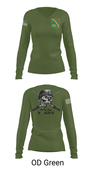 Womens Long Sleeve Vneck Shirt, 1st Battalion 69th Infantry Regiment, Army, Teamtime, Team time, sublimation, custom sports apparel, team uniforms, spirit wear, spiritwear, sports uniforms, custom shirts, team store, custom team store, fundraiser sports, apparel fundraiser