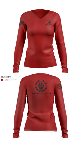 Womens Long Sleeve Vneck Shirt, Junior Guards USA, Swimming, Teamtime, Team time, sublimation, custom sports apparel, team uniforms, spirit wear, spiritwear, sports uniforms, custom shirts, team store, custom team store, fundraiser sports, apparel fundraiser
