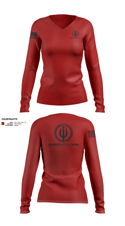 Junior Guards USA 66841563 Women's Long Sleeve V-neck Shirt - 603