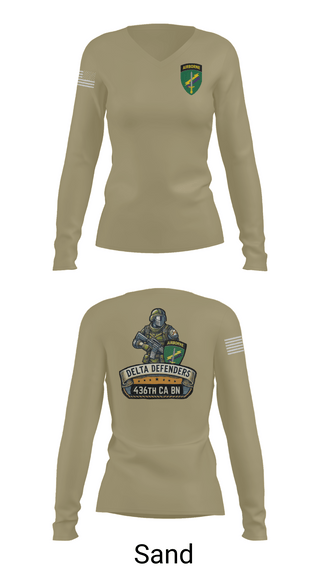 Womens Long Sleeve Vneck Shirt, D Co 436th CA BN, , Teamtime, Team time, sublimation, custom sports apparel, team uniforms, spirit wear, spiritwear, sports uniforms, custom shirts, team store, custom team store, fundraiser sports, apparel fundraiser