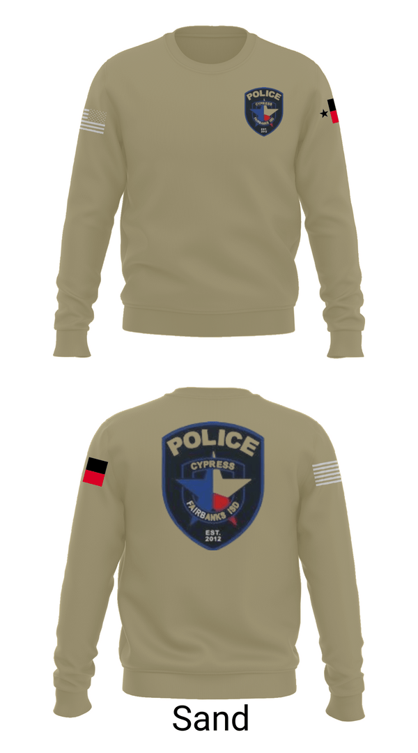 Crew Neck Sweatshirt, Cypress- Fairbanks ISD Police Department, Police, Teamtime, Team time, sublimation, custom sports apparel, team uniforms, spirit wear, spiritwear, sports uniforms, custom shirts, team store, custom team store, fundraiser sports, apparel fundraiser
