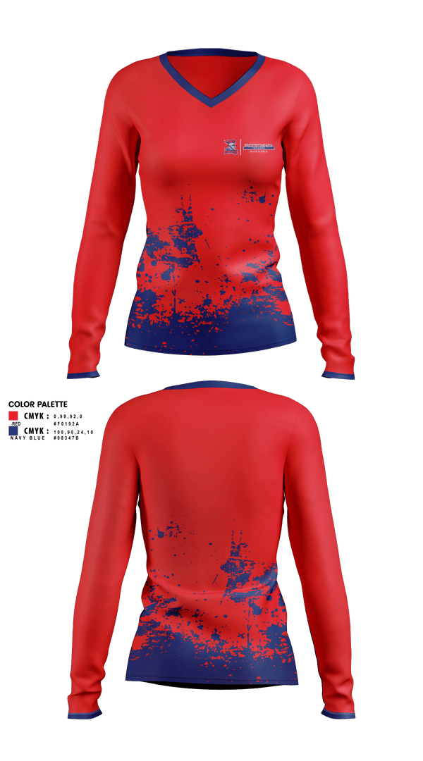 Womens Long Sleeve Vneck Shirt, Spotsylvania High School Track & Field, Track & Field, Teamtime, Team time, sublimation, custom sports apparel, team uniforms, spirit wear, spiritwear, sports uniforms, custom shirts, team store, custom team store, fundraiser sports, apparel fundraiser