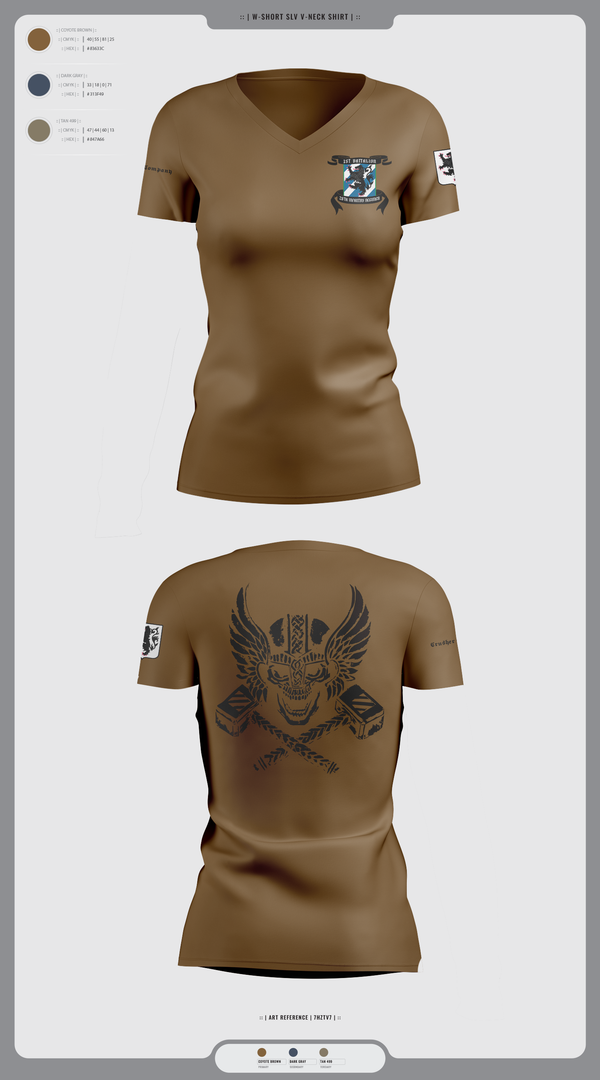 Womens Short Sleeve Vneck Shirt, 1-28 Infantry battalion, , Teamtime, Team time, sublimation, custom sports apparel, team uniforms, spirit wear, spiritwear, sports uniforms, custom shirts, team store, custom team store, fundraiser sports, apparel fundraiser