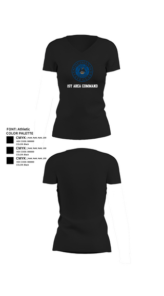 Womens Short Sleeve Vneck Shirt, 1st Area Command, , Teamtime, Team time, sublimation, custom sports apparel, team uniforms, spirit wear, spiritwear, sports uniforms, custom shirts, team store, custom team store, fundraiser sports, apparel fundraiser