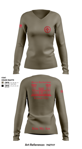 Womens Long Sleeve Vneck Shirt, B 104th, National Guard, Teamtime, Team time, sublimation, custom sports apparel, team uniforms, spirit wear, spiritwear, sports uniforms, custom shirts, team store, custom team store, fundraiser sports, apparel fundraiser