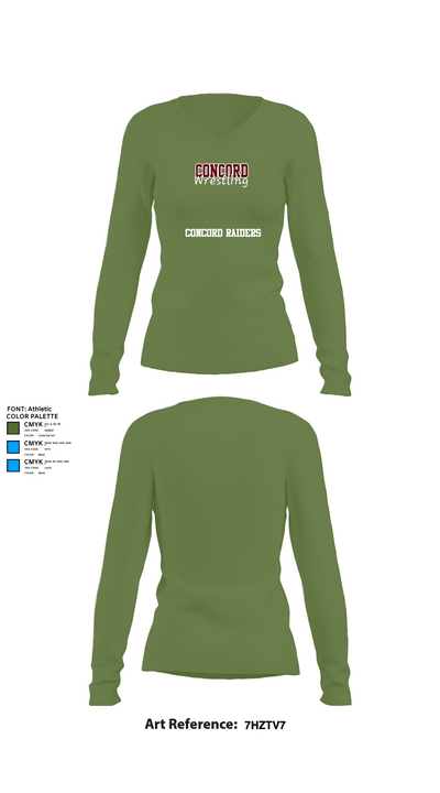 Concord Raiders 68850375 Women's Long Sleeve V-neck Shirt - 17