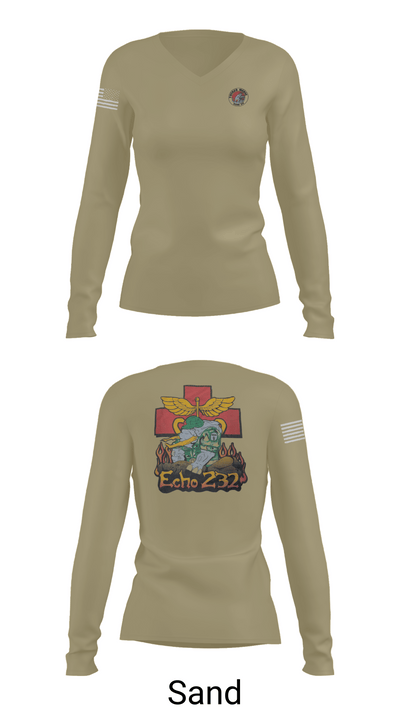 Echo Company 232nd battalion 37509624 Women's Long Sleeve V-neck Shirt - 97