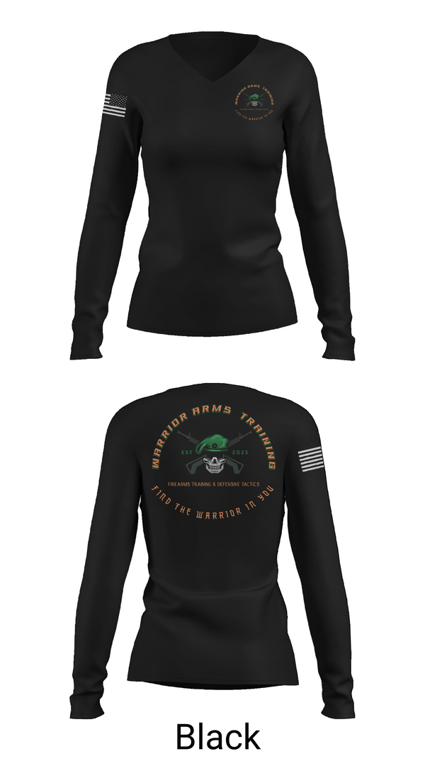 Womens Long Sleeve Vneck Shirt, Warrior Arms Training, , Teamtime, Team time, sublimation, custom sports apparel, team uniforms, spirit wear, spiritwear, sports uniforms, custom shirts, team store, custom team store, fundraiser sports, apparel fundraiser