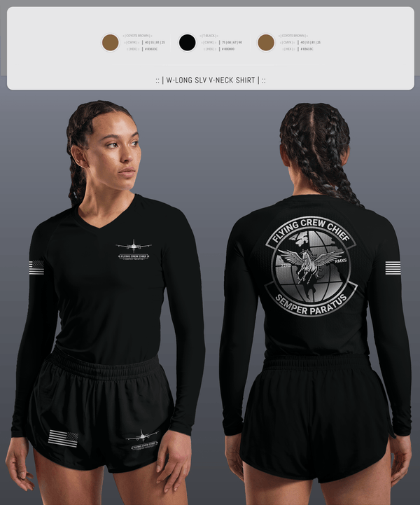 Womens Long Sleeve Vneck Shirt, FLYING CREW CHIEFS, , Teamtime, Team time, sublimation, custom sports apparel, team uniforms, spirit wear, spiritwear, sports uniforms, custom shirts, team store, custom team store, fundraiser sports, apparel fundraiser