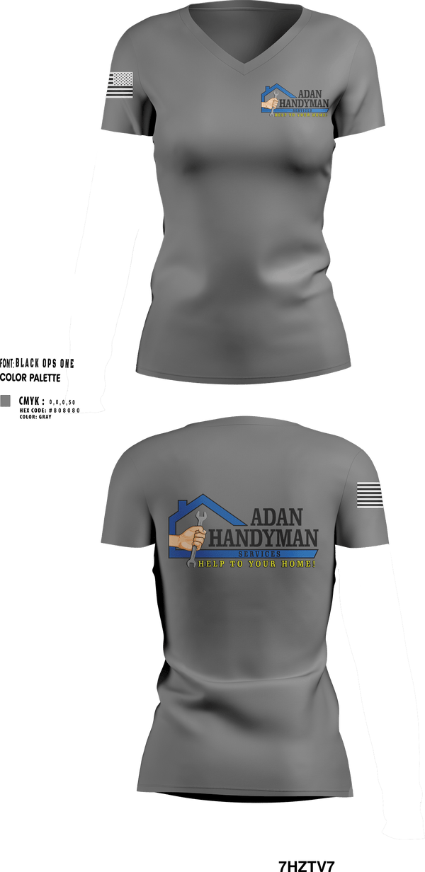 Womens Short Sleeve Vneck Shirt, Adan Handyman Services, , Teamtime, Team time, sublimation, custom sports apparel, team uniforms, spirit wear, spiritwear, sports uniforms, custom shirts, team store, custom team store, fundraiser sports, apparel fundraiser