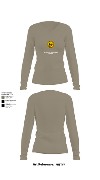 Womens Long Sleeve Vneck Shirt, Battlespace Surveillance Company, , Teamtime, Team time, sublimation, custom sports apparel, team uniforms, spirit wear, spiritwear, sports uniforms, custom shirts, team store, custom team store, fundraiser sports, apparel fundraiser