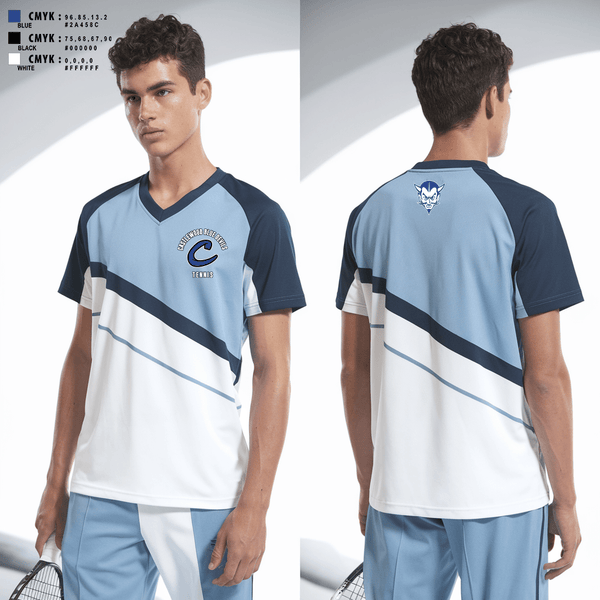 Womens Short Sleeve Vneck Shirt, Castlewood Blue Devils, Tennis, Teamtime, Team time, sublimation, custom sports apparel, team uniforms, spirit wear, spiritwear, sports uniforms, custom shirts, team store, custom team store, fundraiser sports, apparel fundraiser