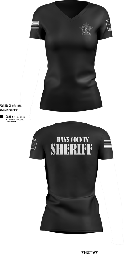 Hays County Sheriff’s Office 39669531 Women's Short Sleeve V-neck Shirt - 36