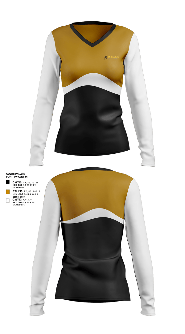 Womens Long Sleeve Vneck Shirt, El Sausal Middle School, Spirit Store, Teamtime, Team time, sublimation, custom sports apparel, team uniforms, spirit wear, spiritwear, sports uniforms, custom shirts, team store, custom team store, fundraiser sports, apparel fundraiser