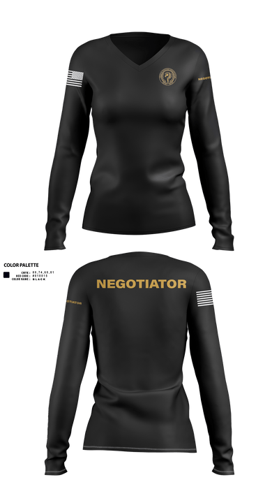 Montgomery County Police CNT 46228172 Women's Long Sleeve V-neck Shirt - 125