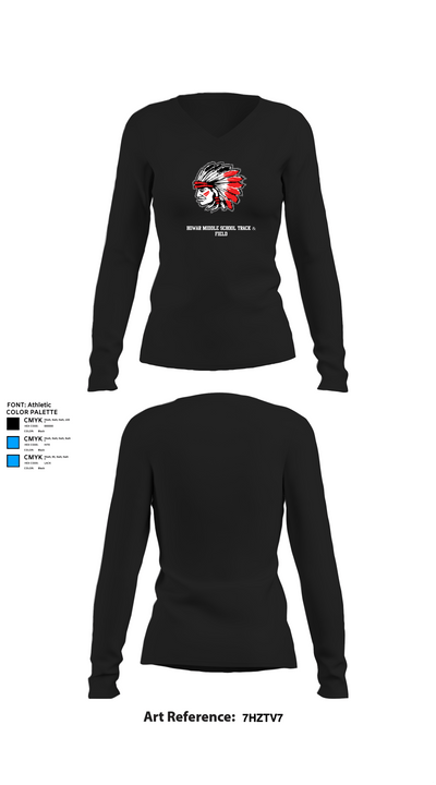 Howar Middle School Track & Field 69714419 Women's Long Sleeve V-neck Shirt - 9