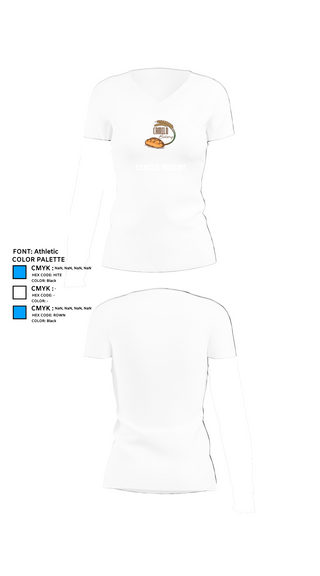Womens Short Sleeve Vneck Shirt, Camilo bakery, , Teamtime, Team time, sublimation, custom sports apparel, team uniforms, spirit wear, spiritwear, sports uniforms, custom shirts, team store, custom team store, fundraiser sports, apparel fundraiser