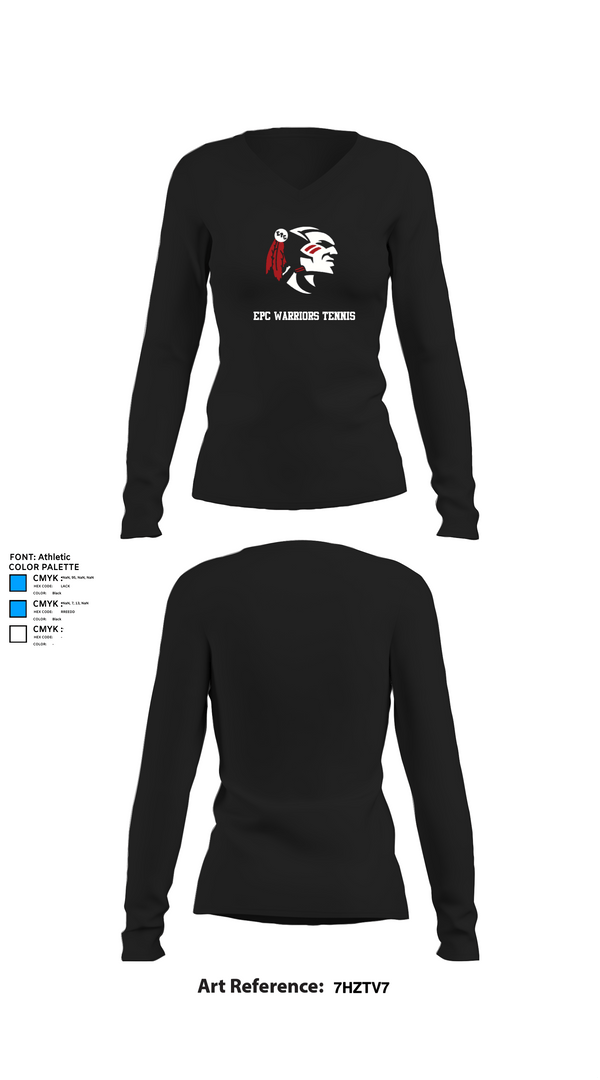 Womens Long Sleeve Vneck Shirt, EPC Warriors Tennis, Tennis, Teamtime, Team time, sublimation, custom sports apparel, team uniforms, spirit wear, spiritwear, sports uniforms, custom shirts, team store, custom team store, fundraiser sports, apparel fundraiser