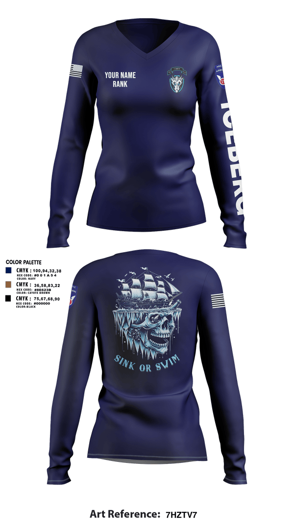 Womens Long Sleeve Vneck Shirt, HQ, 95th CM CO, Army, Teamtime, Team time, sublimation, custom sports apparel, team uniforms, spirit wear, spiritwear, sports uniforms, custom shirts, team store, custom team store, fundraiser sports, apparel fundraiser