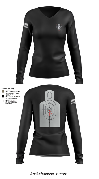 Womens Long Sleeve Vneck Shirt, WIARNG Marksmanship, , Teamtime, Team time, sublimation, custom sports apparel, team uniforms, spirit wear, spiritwear, sports uniforms, custom shirts, team store, custom team store, fundraiser sports, apparel fundraiser