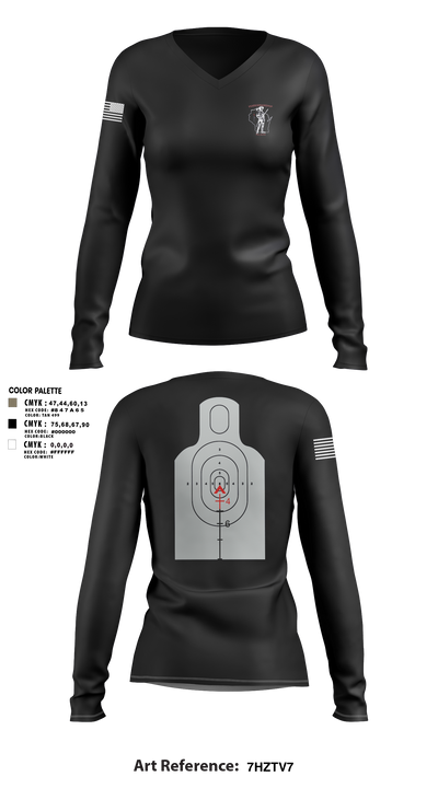 WIARNG Marksmanship 12854544 Women's Long Sleeve V-neck Shirt - 113