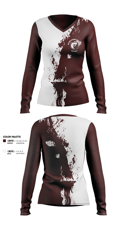 Womens Long Sleeve Vneck Shirt, Willow Springs Bears Softball, Softball, Teamtime, Team time, sublimation, custom sports apparel, team uniforms, spirit wear, spiritwear, sports uniforms, custom shirts, team store, custom team store, fundraiser sports, apparel fundraiser