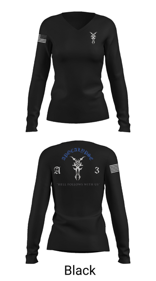 Womens Long Sleeve Vneck Shirt, Apocalypse Platoon, , Teamtime, Team time, sublimation, custom sports apparel, team uniforms, spirit wear, spiritwear, sports uniforms, custom shirts, team store, custom team store, fundraiser sports, apparel fundraiser