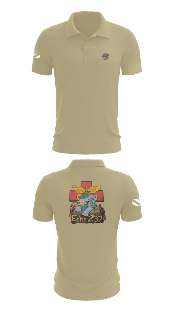 Short Sleeve Performance Polo, Echo Company 232nd battalion, Army, Teamtime, Team time, sublimation, custom sports apparel, team uniforms, spirit wear, spiritwear, sports uniforms, custom shirts, team store, custom team store, fundraiser sports, apparel fundraiser