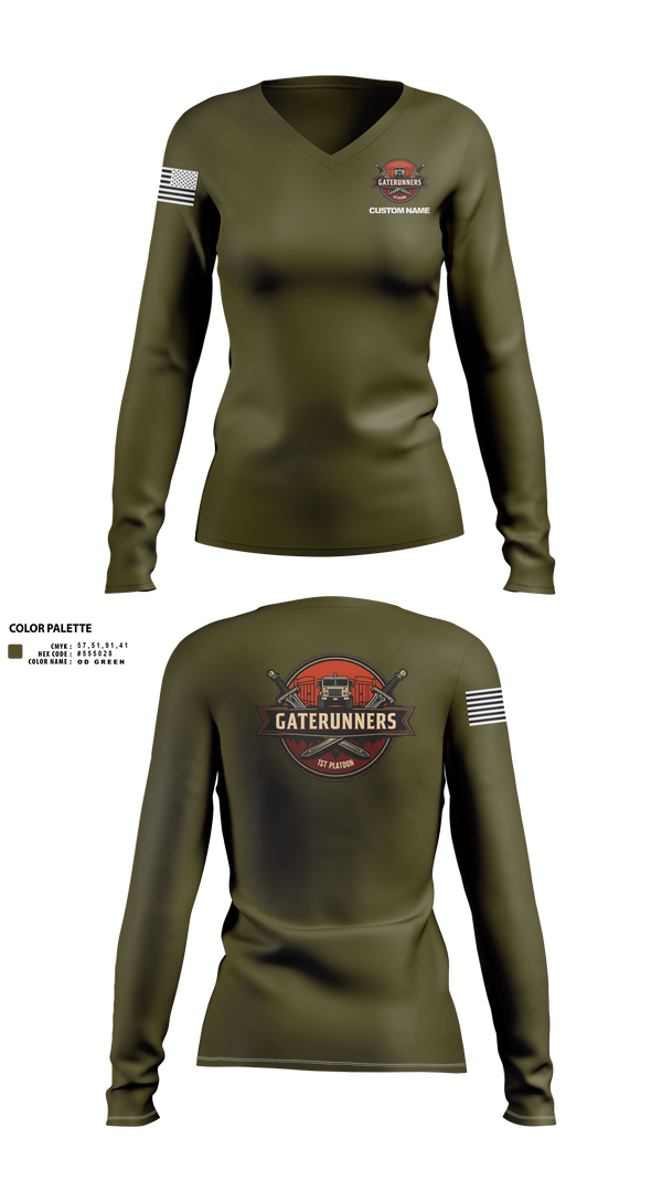 Womens Long Sleeve Vneck Shirt, C Co 541st, Army, Teamtime, Team time, sublimation, custom sports apparel, team uniforms, spirit wear, spiritwear, sports uniforms, custom shirts, team store, custom team store, fundraiser sports, apparel fundraiser