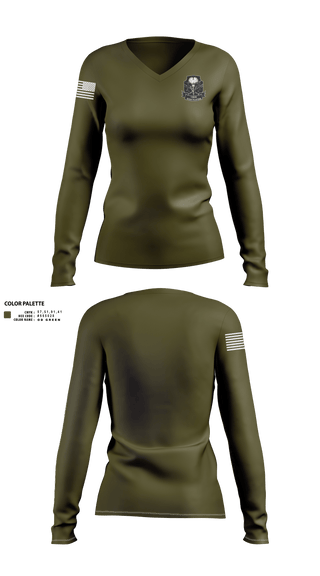Womens Long Sleeve Vneck Shirt, 1-153 IN Scout Platoon, National Guard, Teamtime, Team time, sublimation, custom sports apparel, team uniforms, spirit wear, spiritwear, sports uniforms, custom shirts, team store, custom team store, fundraiser sports, apparel fundraiser