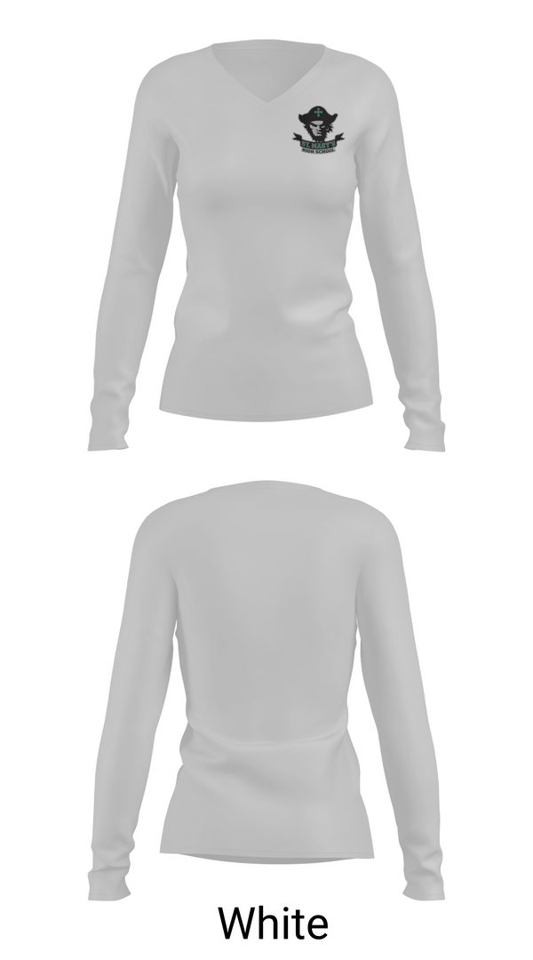 Womens Long Sleeve Vneck Shirt, Saint Mary's High School Track & Field, Track & Field, Teamtime, Team time, sublimation, custom sports apparel, team uniforms, spirit wear, spiritwear, sports uniforms, custom shirts, team store, custom team store, fundraiser sports, apparel fundraiser