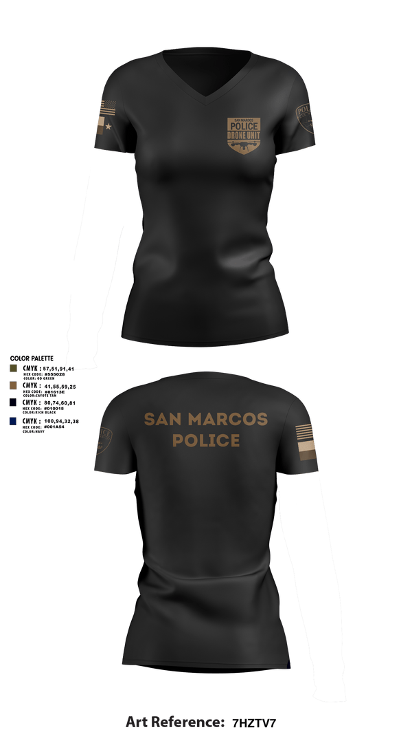 Womens Short Sleeve Vneck Shirt, San Marcos Police Drone Unit, Police, Teamtime, Team time, sublimation, custom sports apparel, team uniforms, spirit wear, spiritwear, sports uniforms, custom shirts, team store, custom team store, fundraiser sports, apparel fundraiser